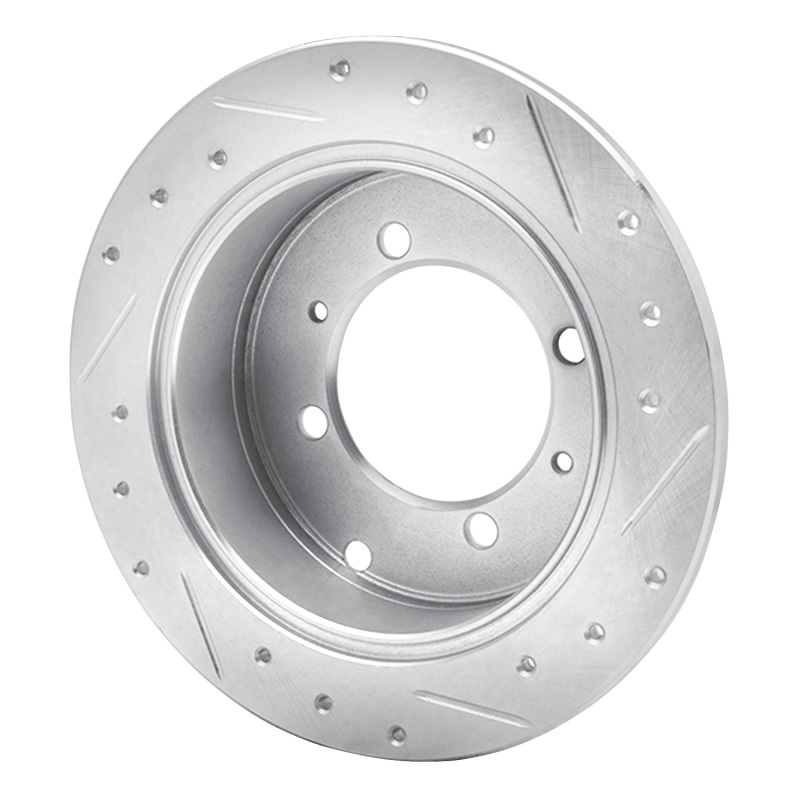 Dodge Colt Brake Rotor (1) - Rear Left - R1 Concepts - Drilled & Slotted - Silver - `92-`04